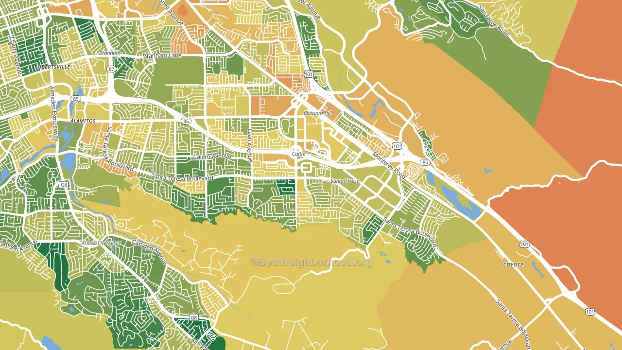 Santa Teresa, San Jose, CA block-group voter-turnout map