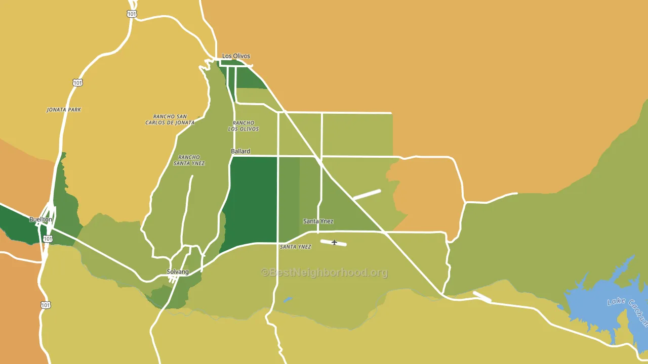 Santa Ynez, CA block-group voter-turnout map