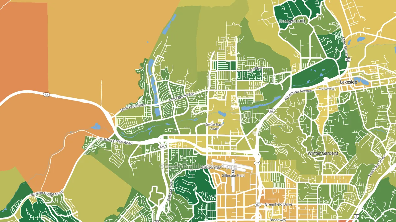 Santee, CA block-group voter-turnout map