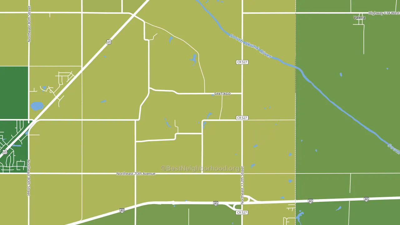 Santiago, IA block-group voter-turnout map