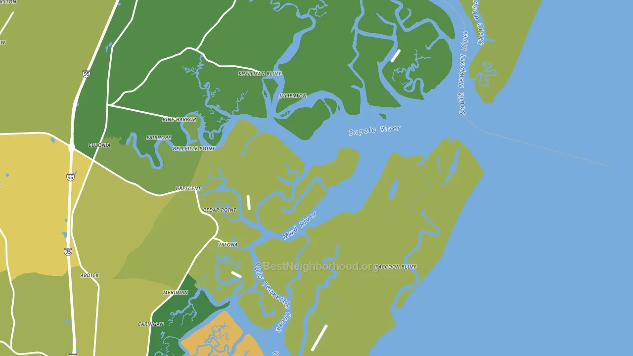 Sapelo Island, GA block-group voter-turnout map