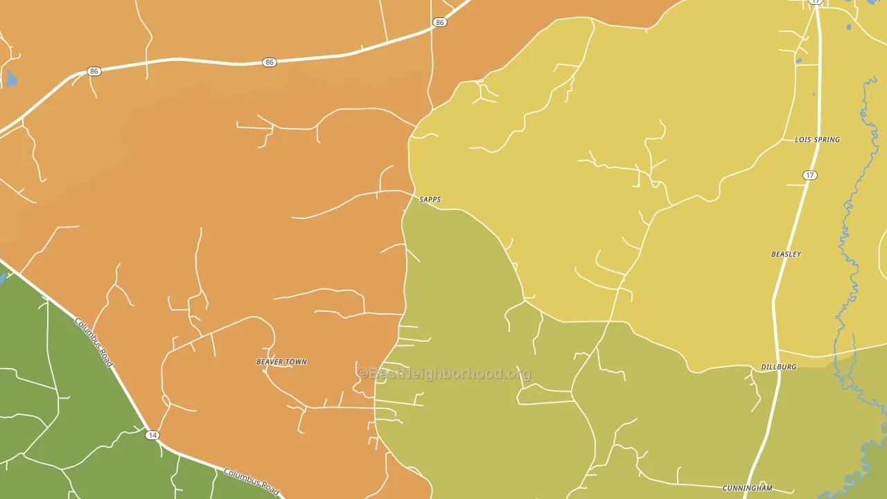 Sapps, AL block-group voter-turnout map