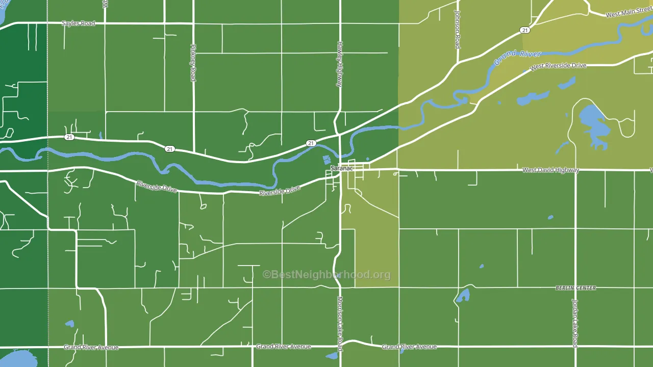 Saranac, MI block-group voter-turnout map