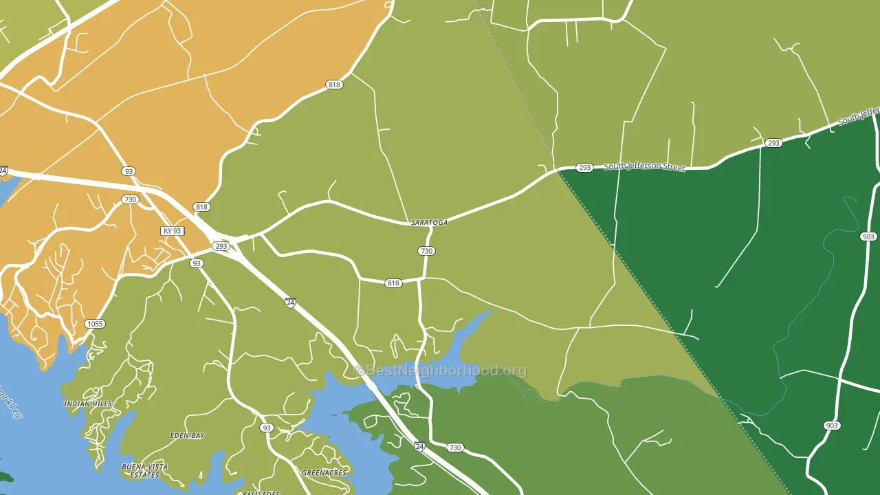 Saratoga, KY block-group voter-turnout map