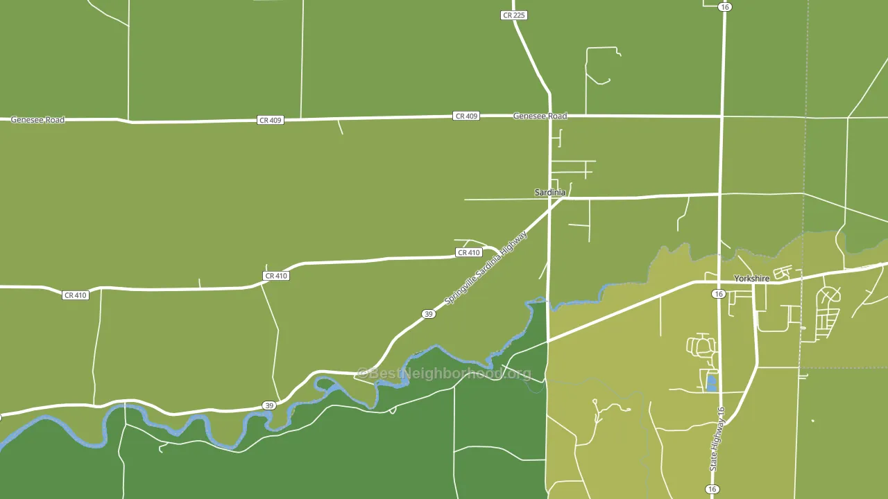 Sardinia, NY block-group voter-turnout map