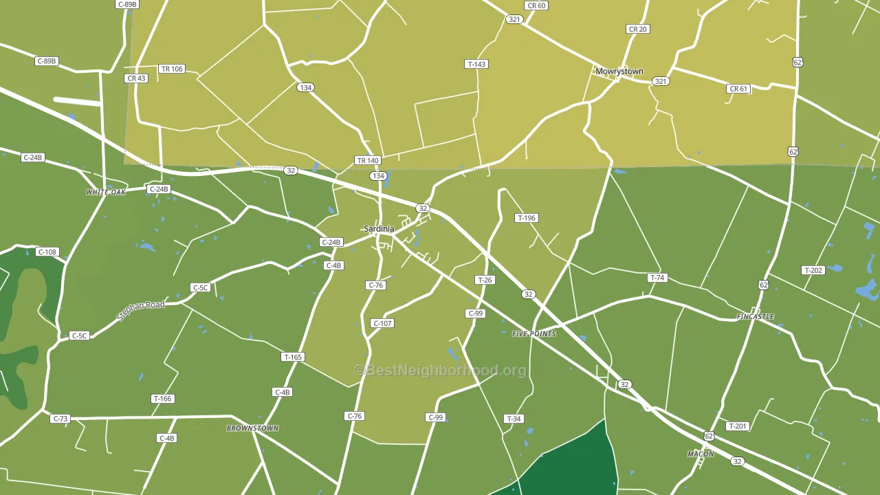 Sardinia, OH block-group voter-turnout map