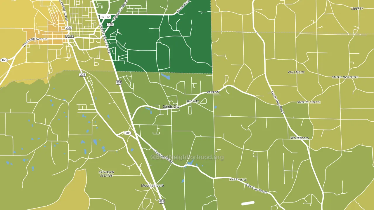 Sardis City, AL block-group voter-turnout map