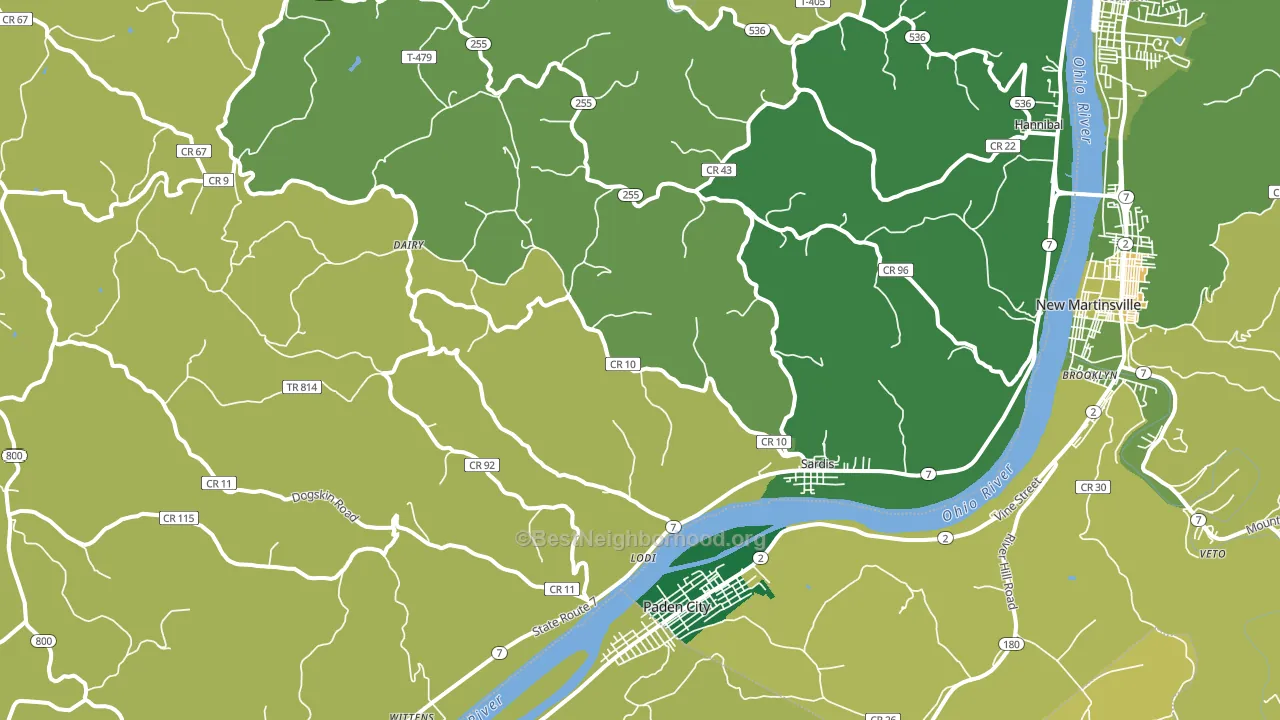 Sardis, OH block-group voter-turnout map