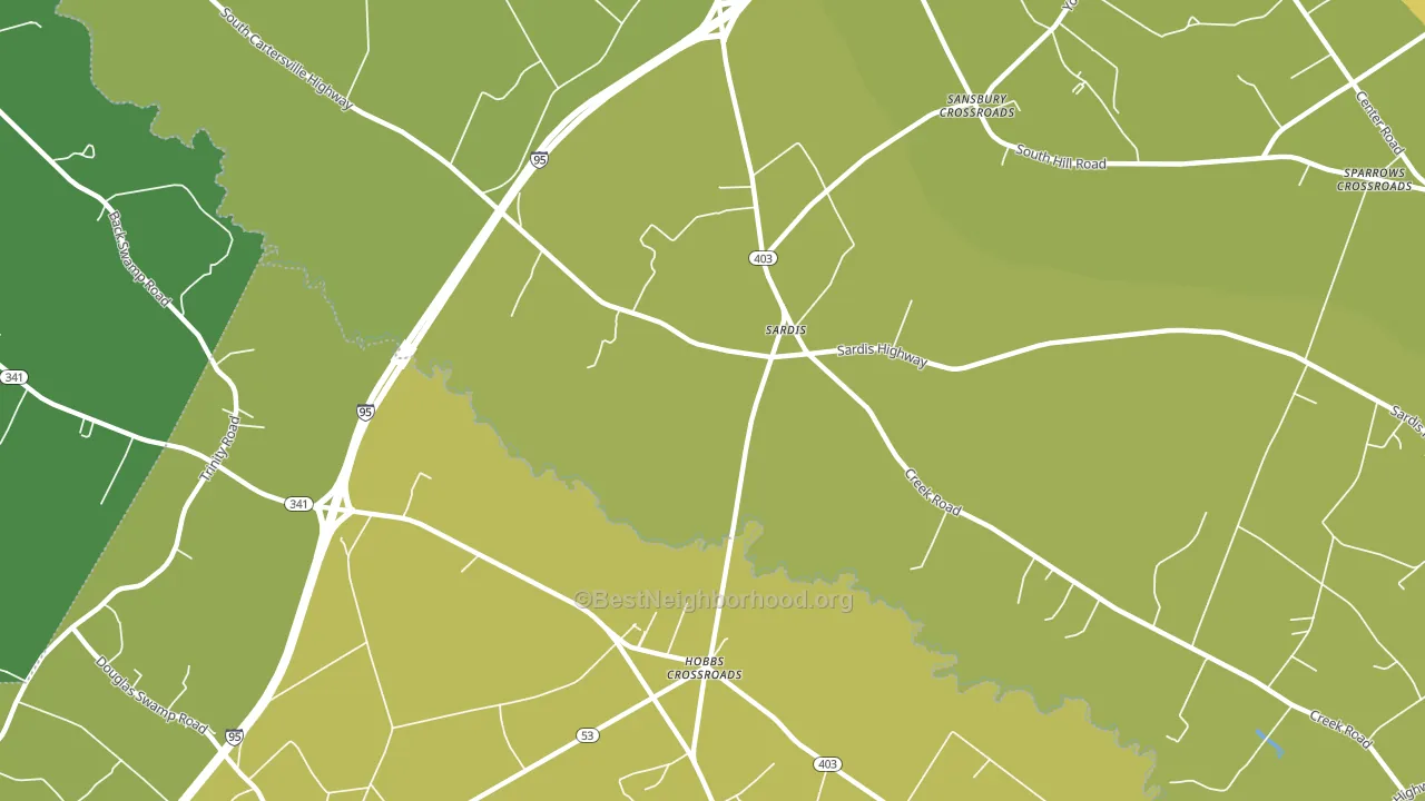Sardis, SC block-group voter-turnout map
