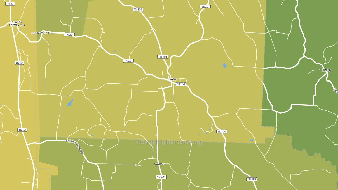 Sardis, TN block-group voter-turnout map