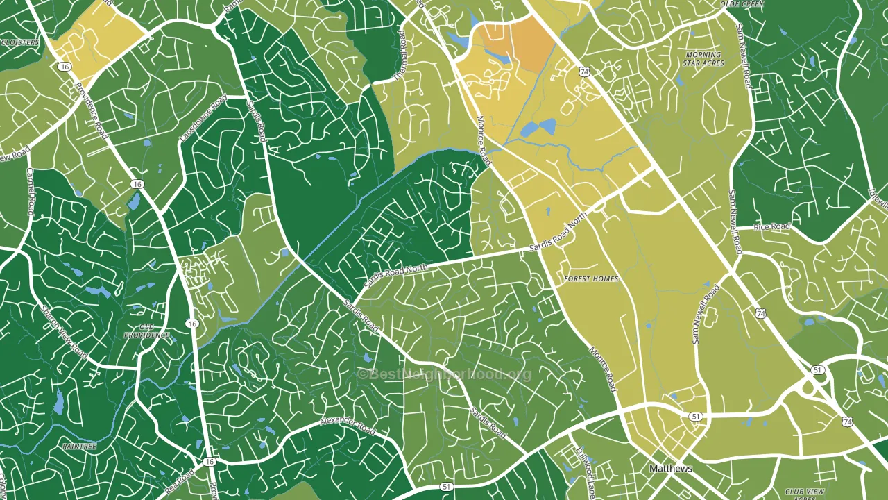 Sardis Woods, Charlotte, NC block-group voter-turnout map