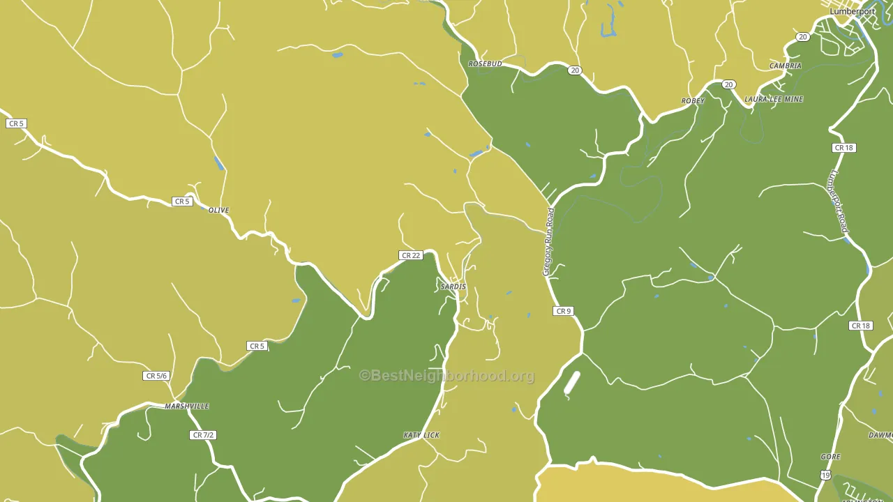 Sardis, WV block-group voter-turnout map
