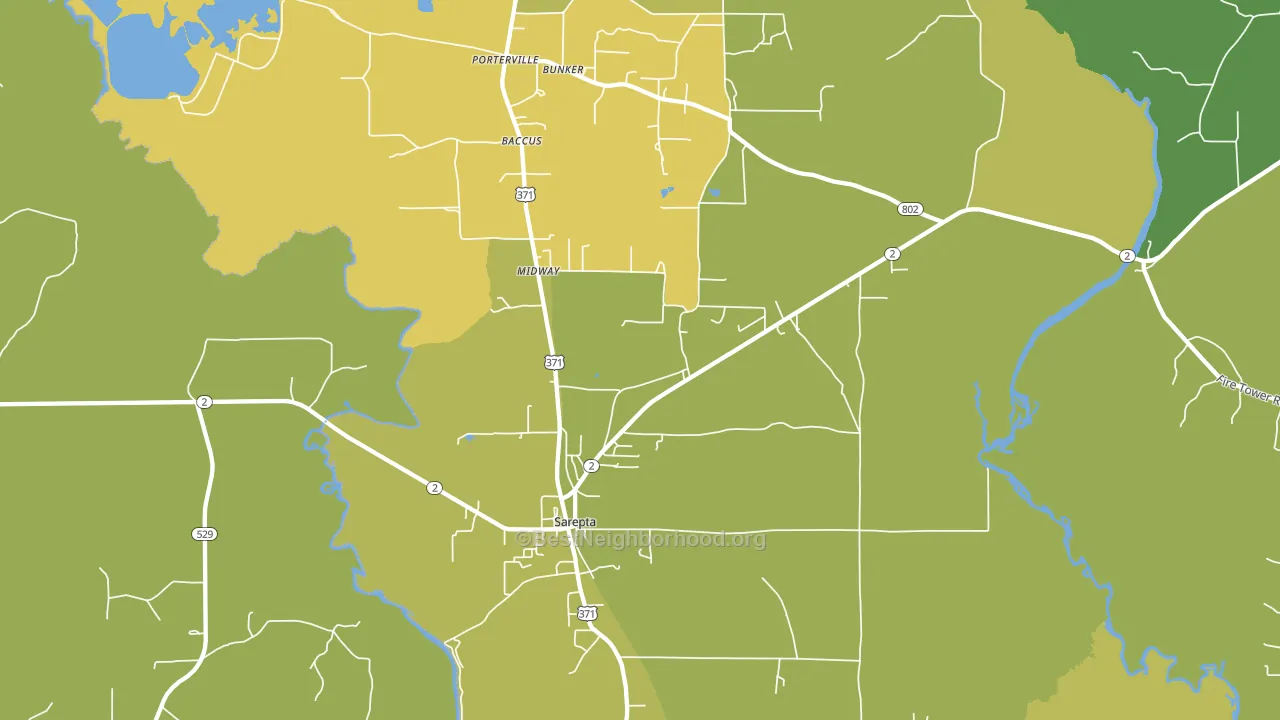 Sarepta, LA block-group voter-turnout map