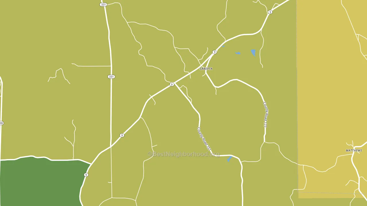 Sarepta, MS block-group voter-turnout map