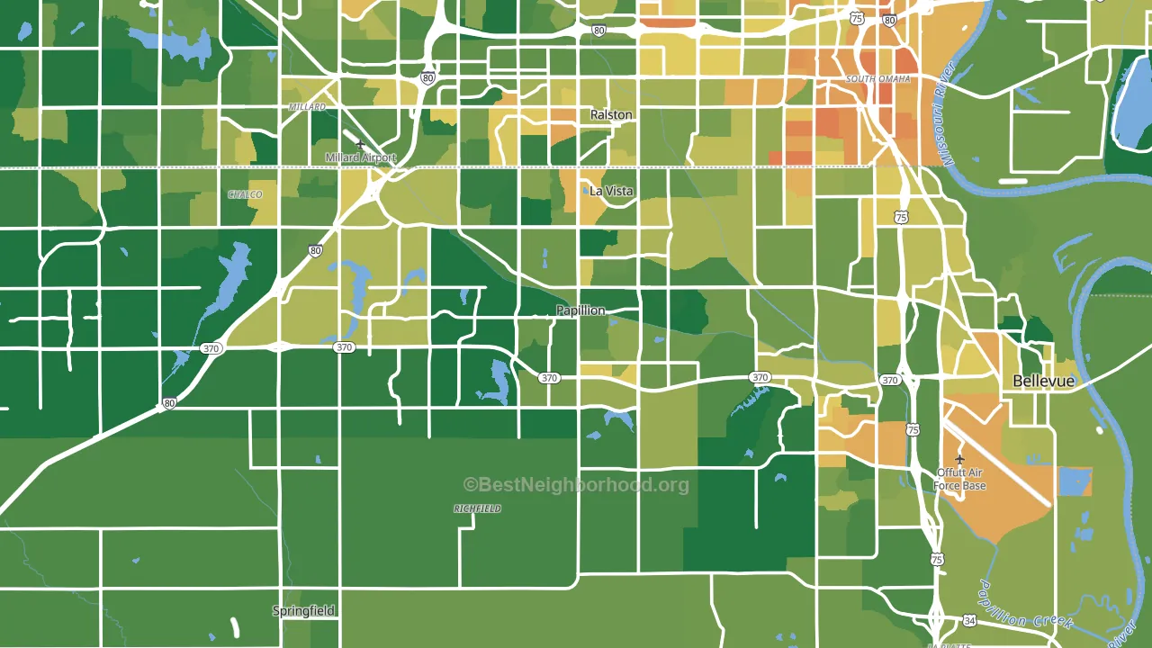 Sarpy County, NE block-group voter-turnout map