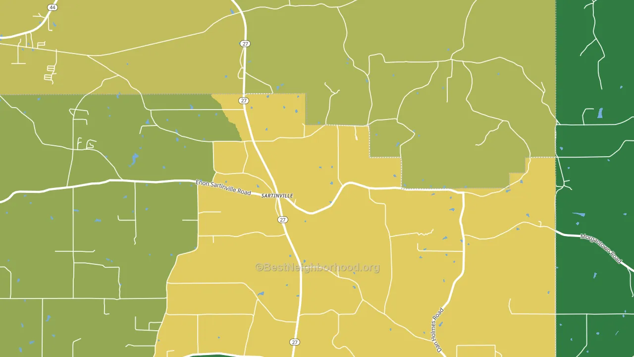Sartinsville, MS block-group voter-turnout map