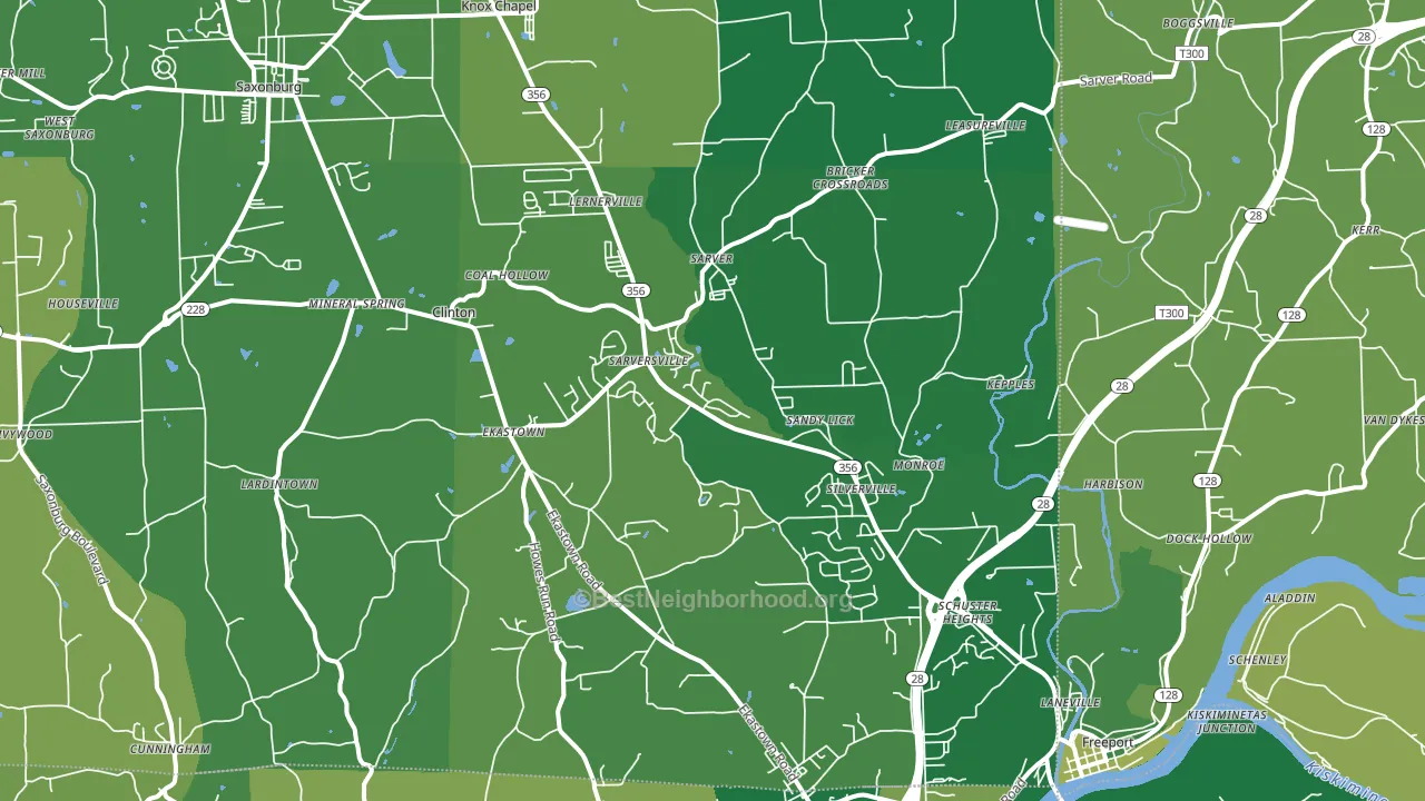 Sarver, PA block-group voter-turnout map