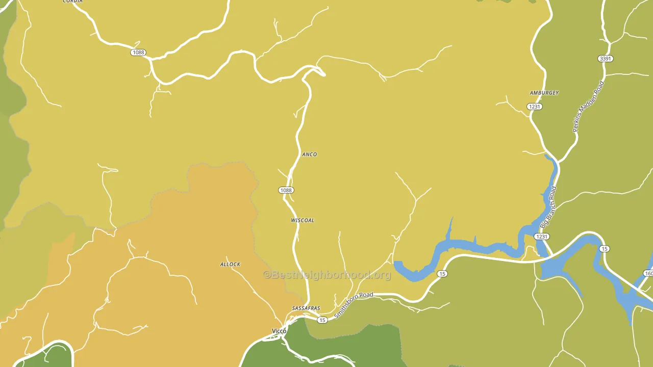 Sassafras, KY block-group voter-turnout map