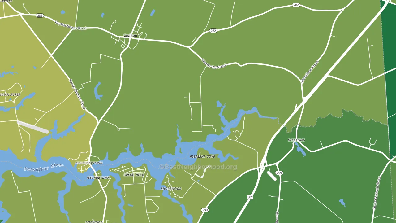 Sassafras, MD block-group voter-turnout map