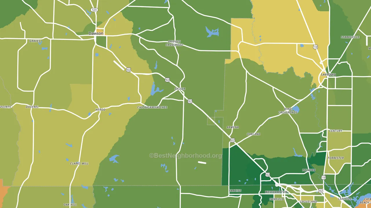 Sasser, GA block-group voter-turnout map