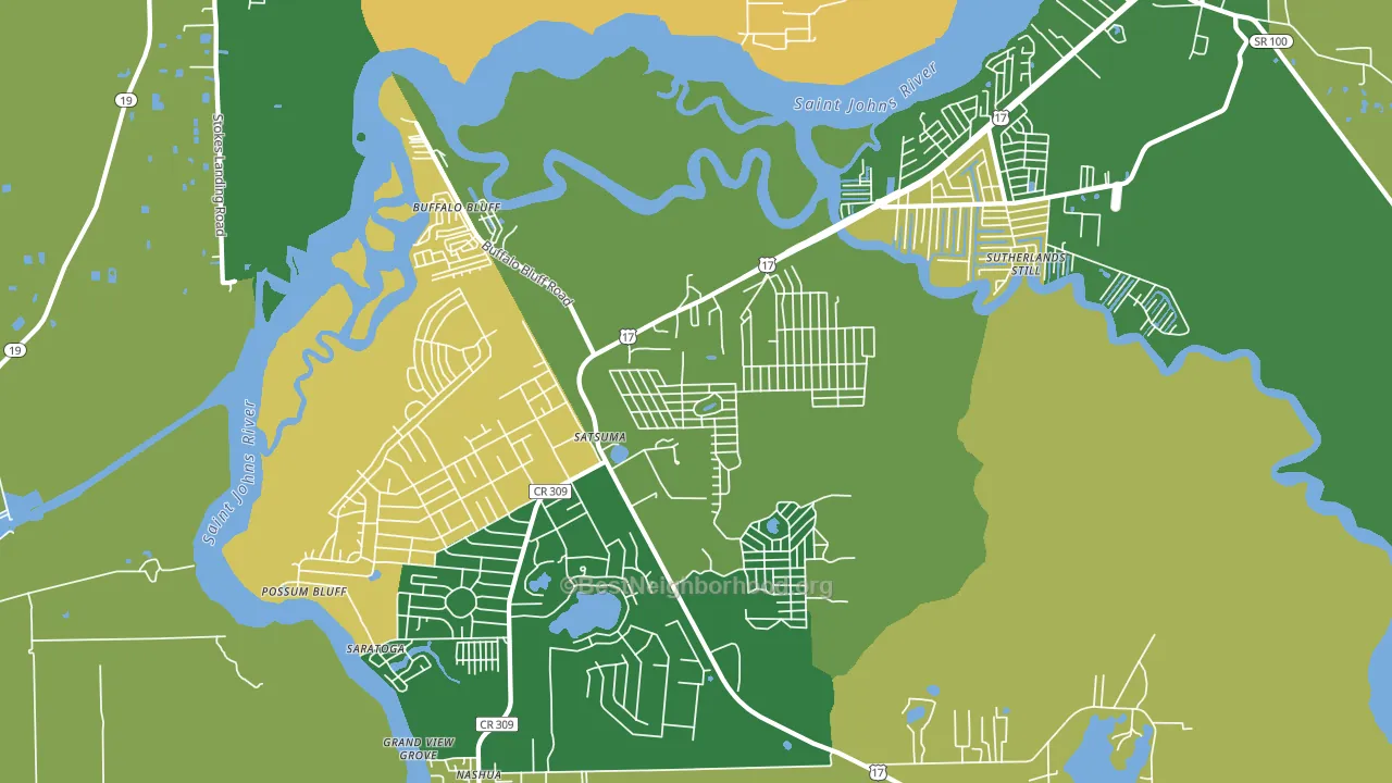 Satsuma, FL block-group voter-turnout map
