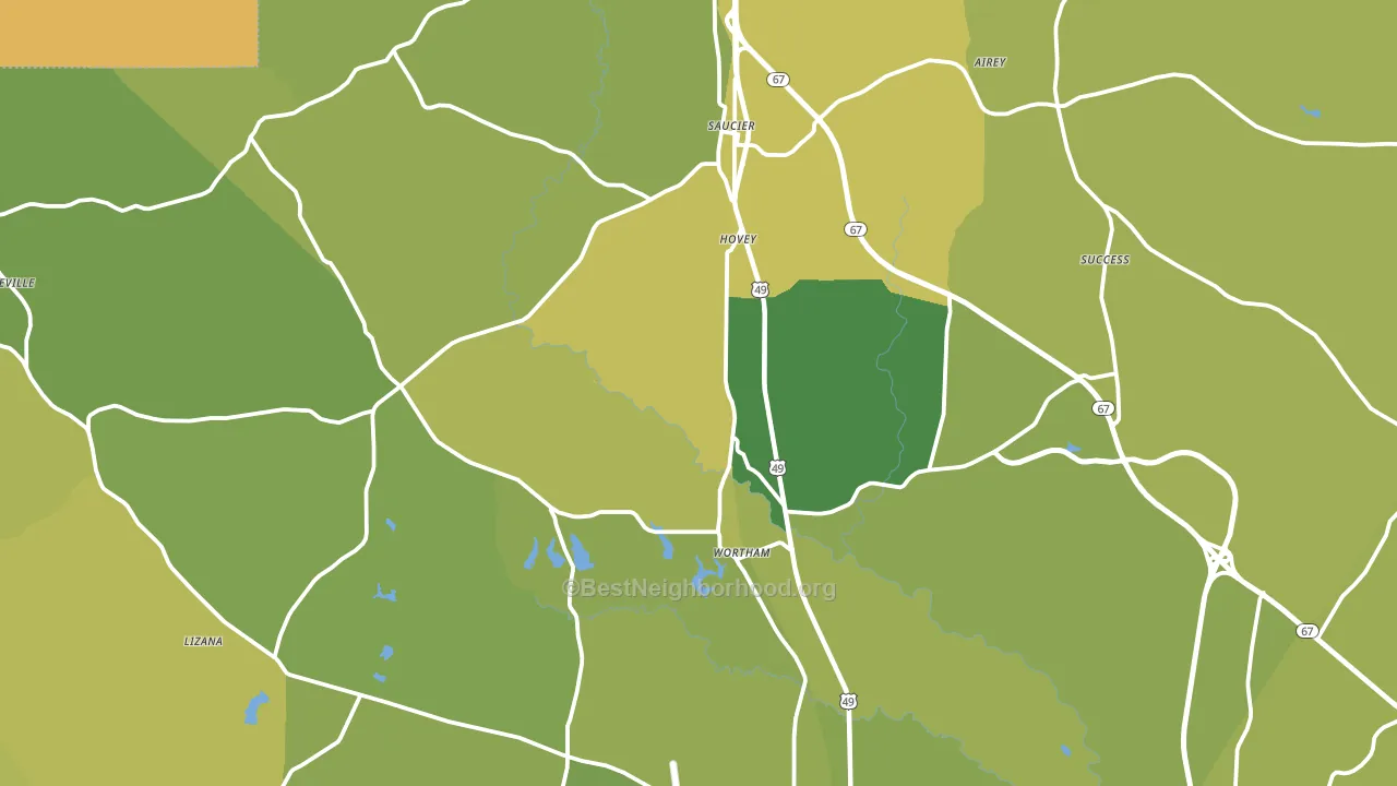 Saucier, MS block-group voter-turnout map