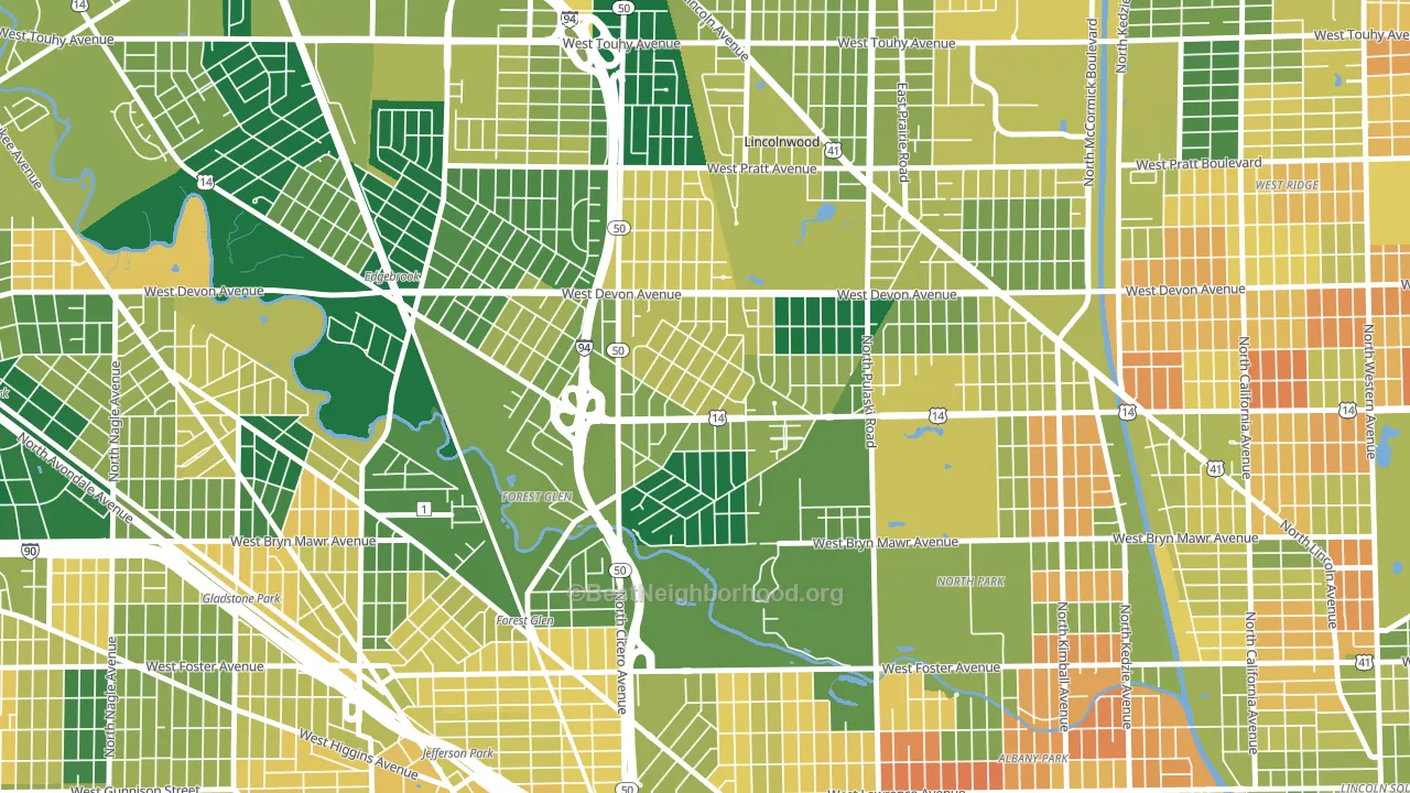 Sauganash, Chicago, IL block-group voter-turnout map