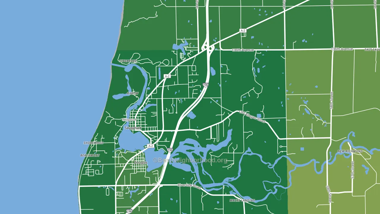 Saugatuck, MI block-group voter-turnout map