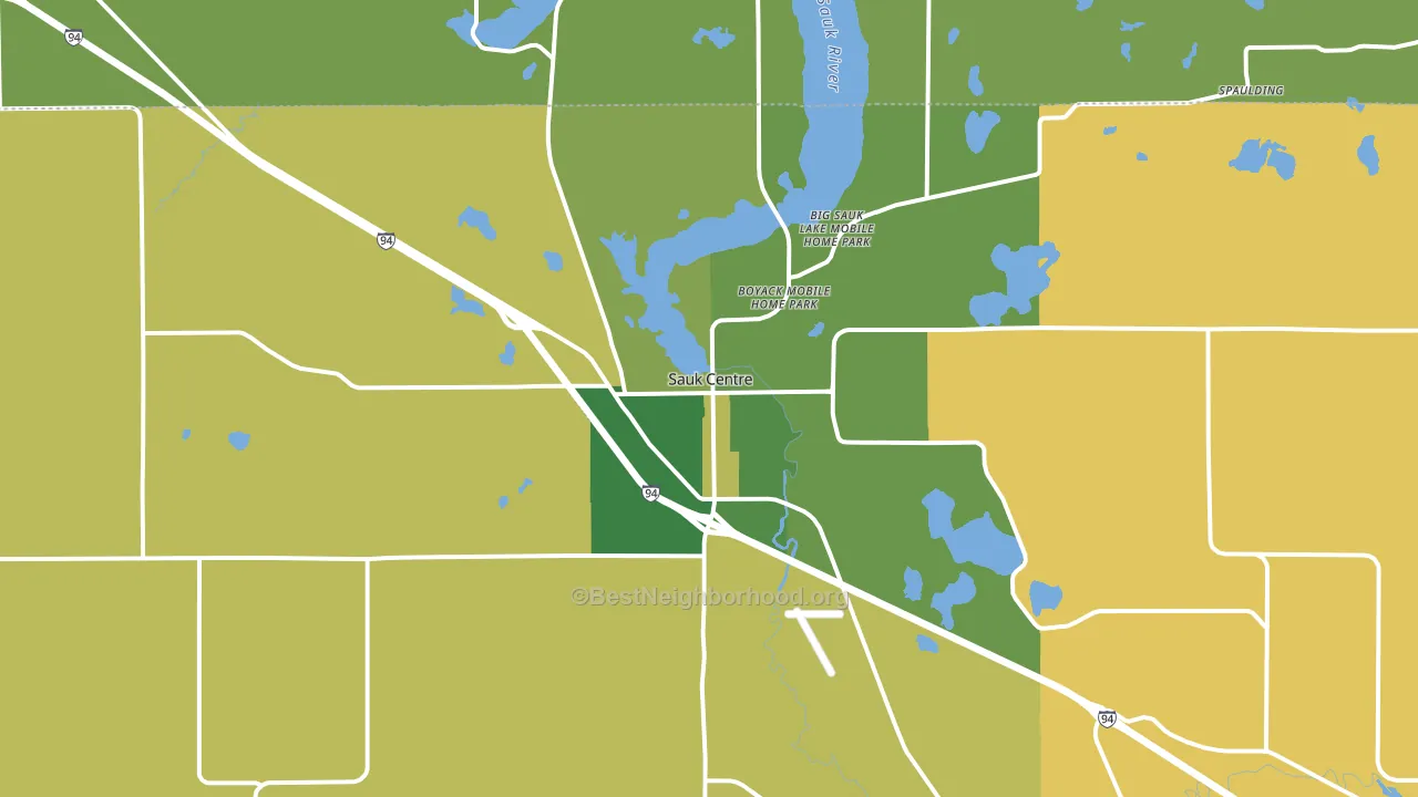 Sauk Centre, MN block-group voter-turnout map