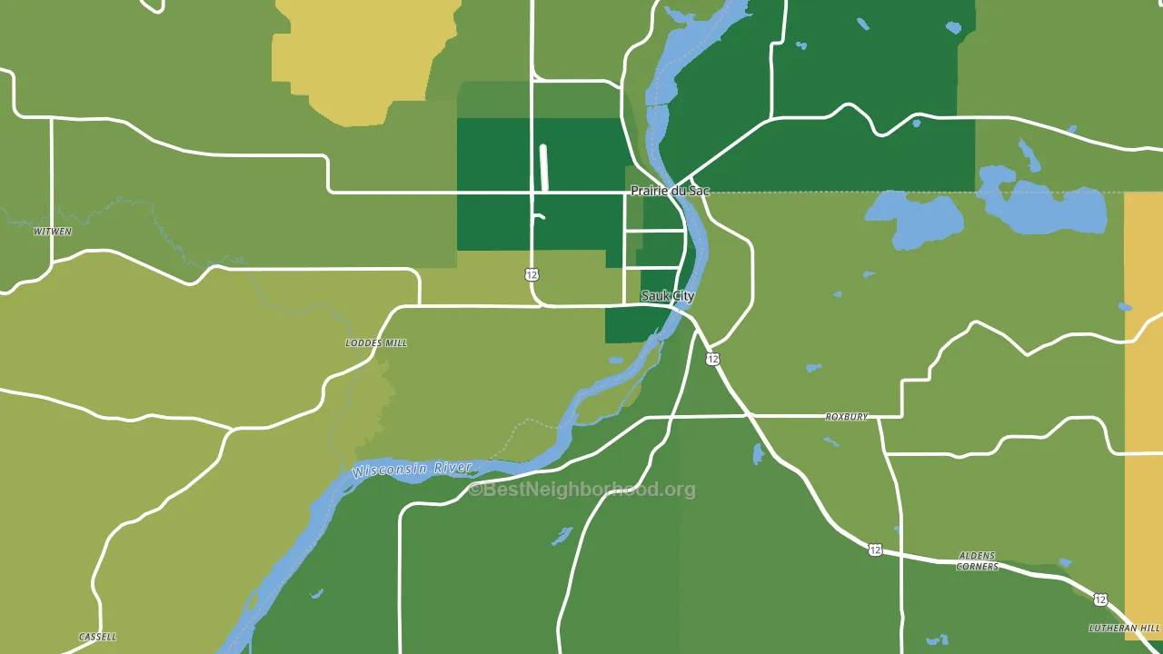 Sauk City, WI block-group voter-turnout map