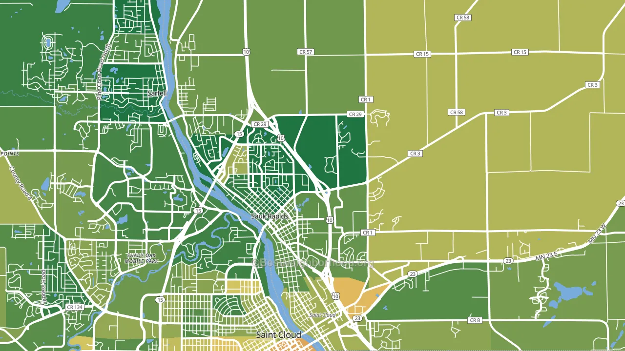 Sauk Rapids, MN block-group voter-turnout map