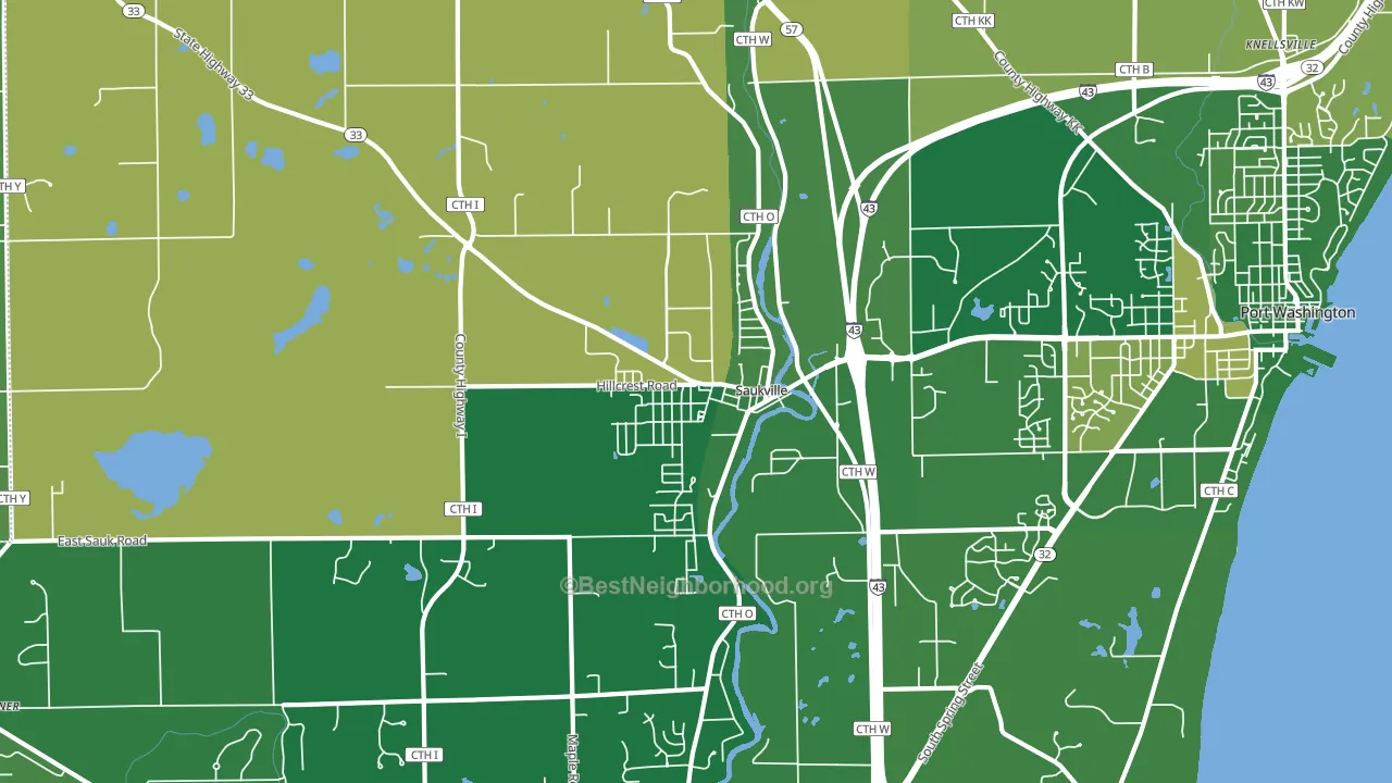 Saukville, WI block-group voter-turnout map