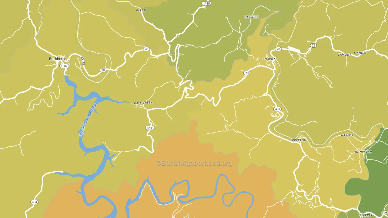 Saul, KY block-group voter-turnout map