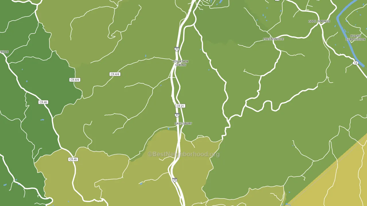 Saulsbury, WV block-group voter-turnout map