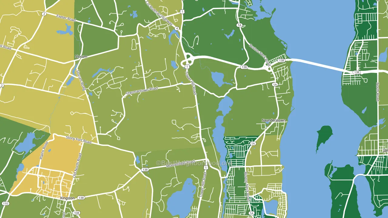 Saunderstown, RI block-group voter-turnout map