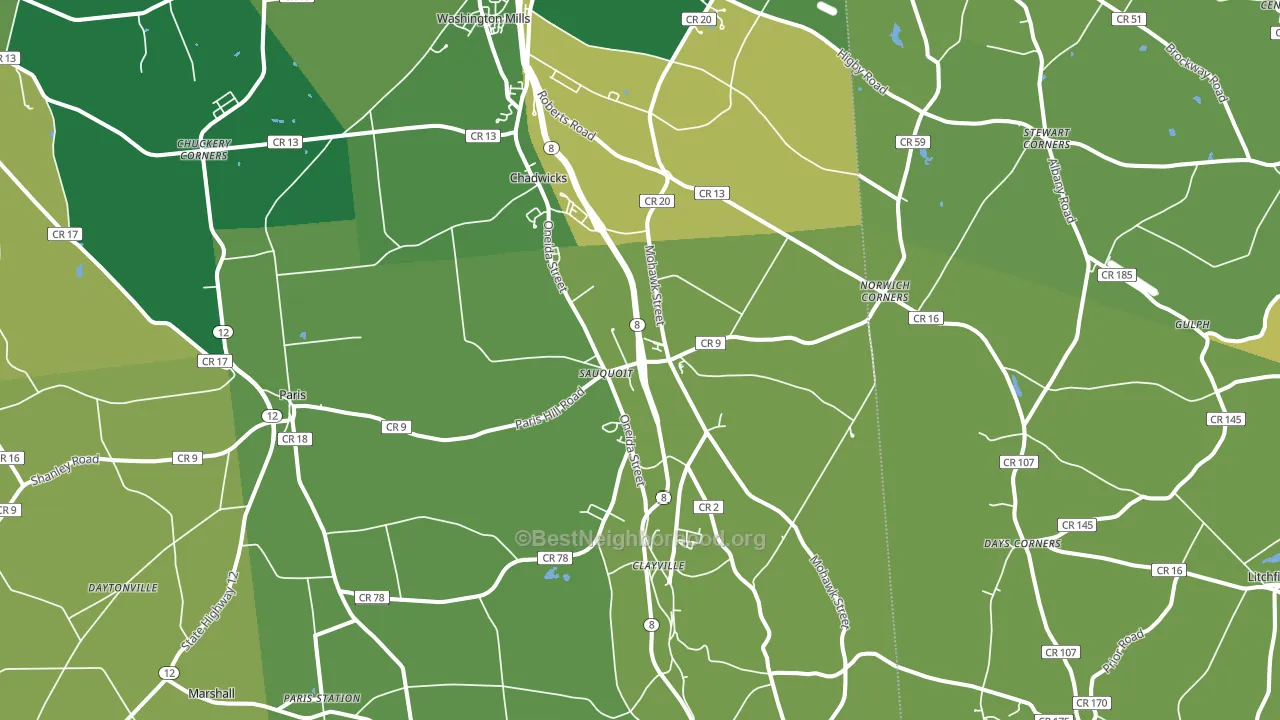 Sauquoit, NY block-group voter-turnout map