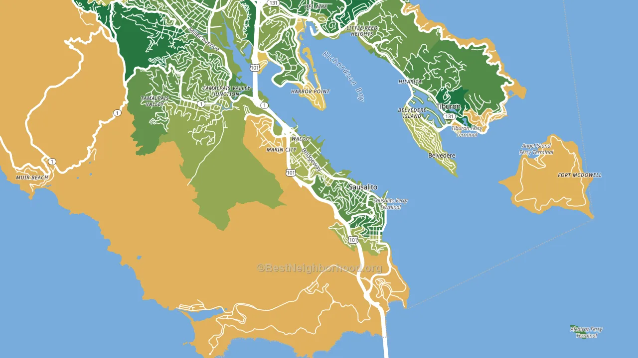 Sausalito, CA block-group voter-turnout map