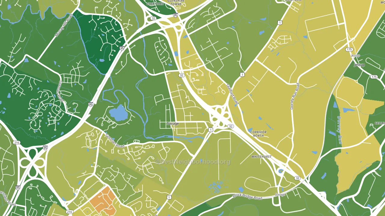 Savage, MD block-group voter-turnout map