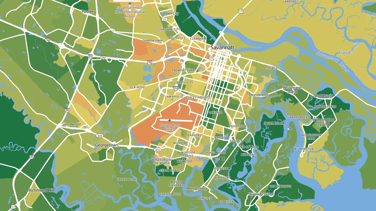 Savannah, GA block-group voter-turnout map