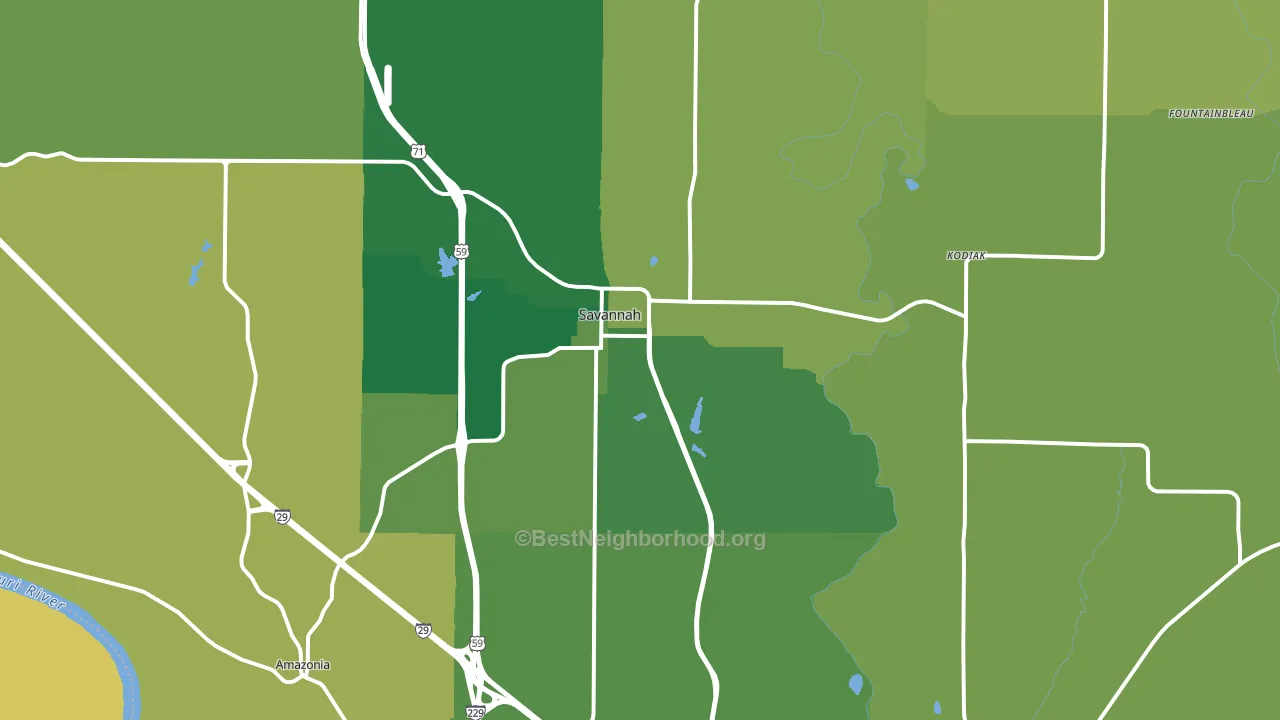 Savannah, MO block-group voter-turnout map
