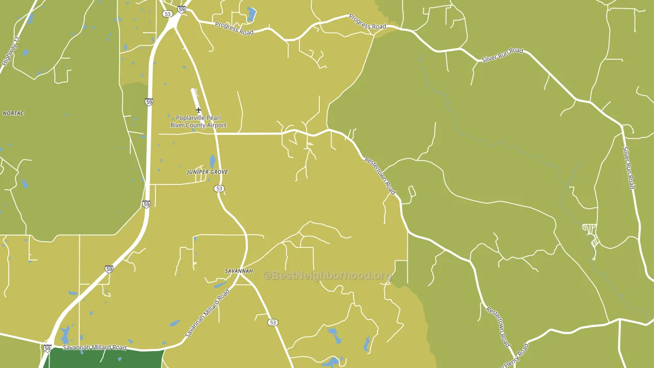 Savannah, MS block-group voter-turnout map