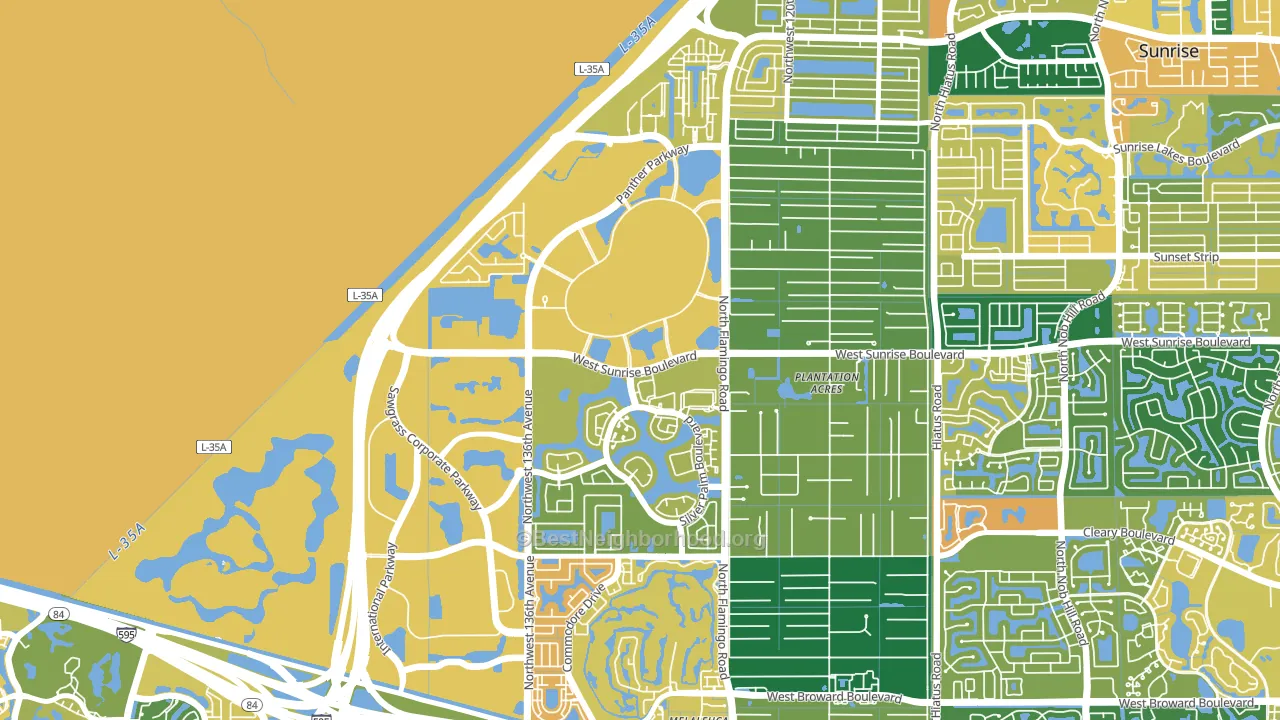 Savannah, Sunrise, FL block-group voter-turnout map