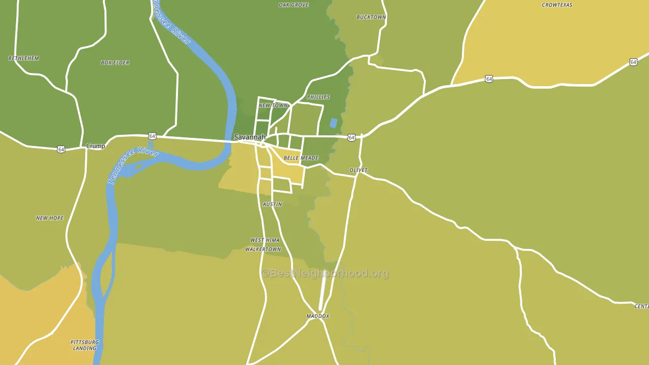 Savannah, TN block-group voter-turnout map