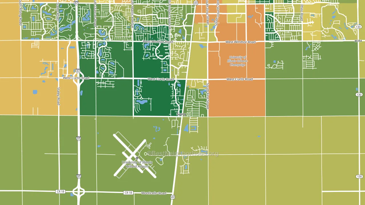 Savoy, IL block-group voter-turnout map