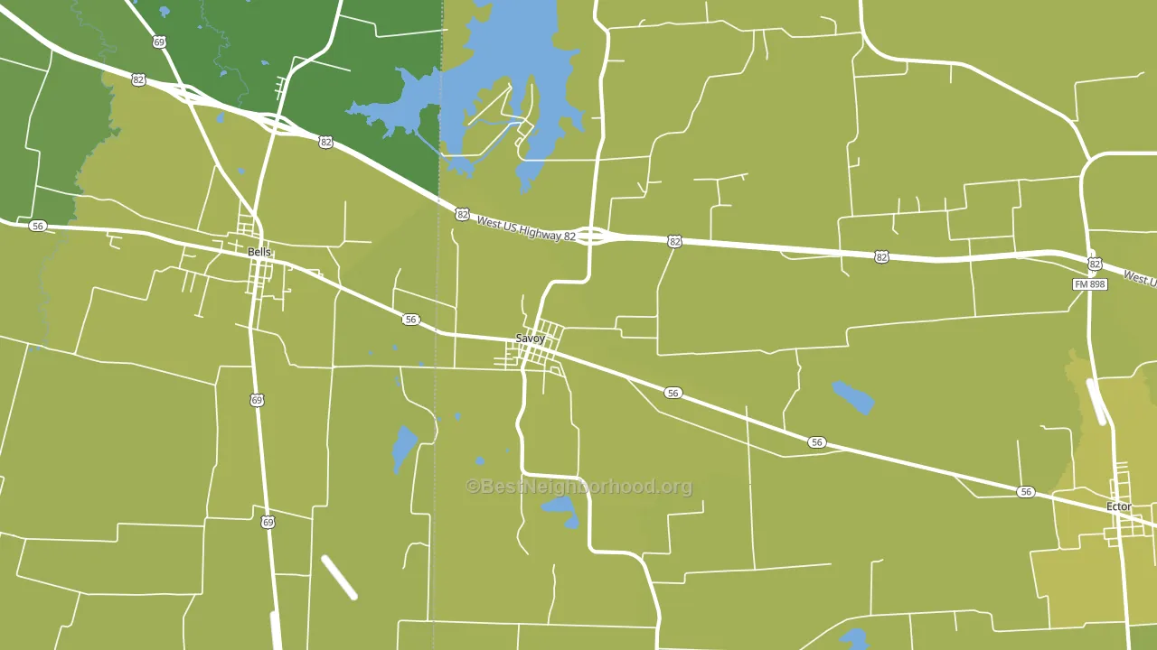 Savoy, TX block-group voter-turnout map