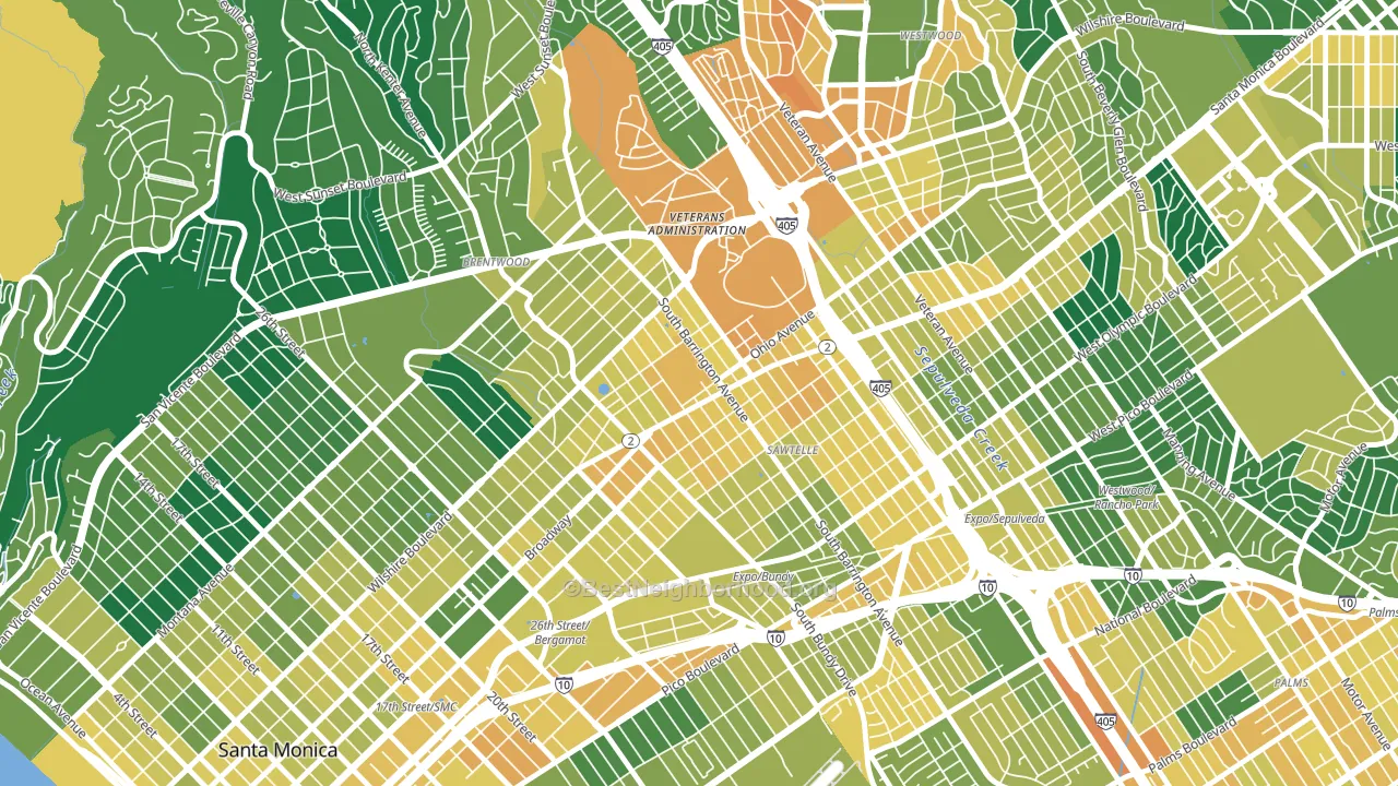 Sawtelle, Los Angeles, CA block-group voter-turnout map