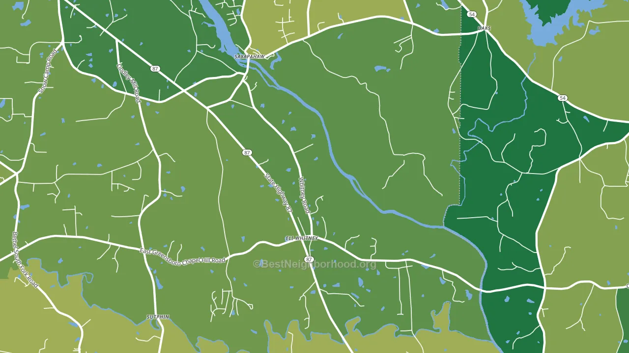 Saxapahaw, NC block-group voter-turnout map