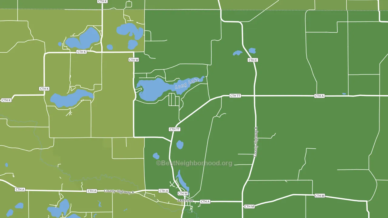 Saxeville, WI block-group voter-turnout map