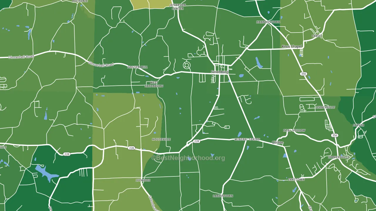 Saxonburg, PA block-group voter-turnout map