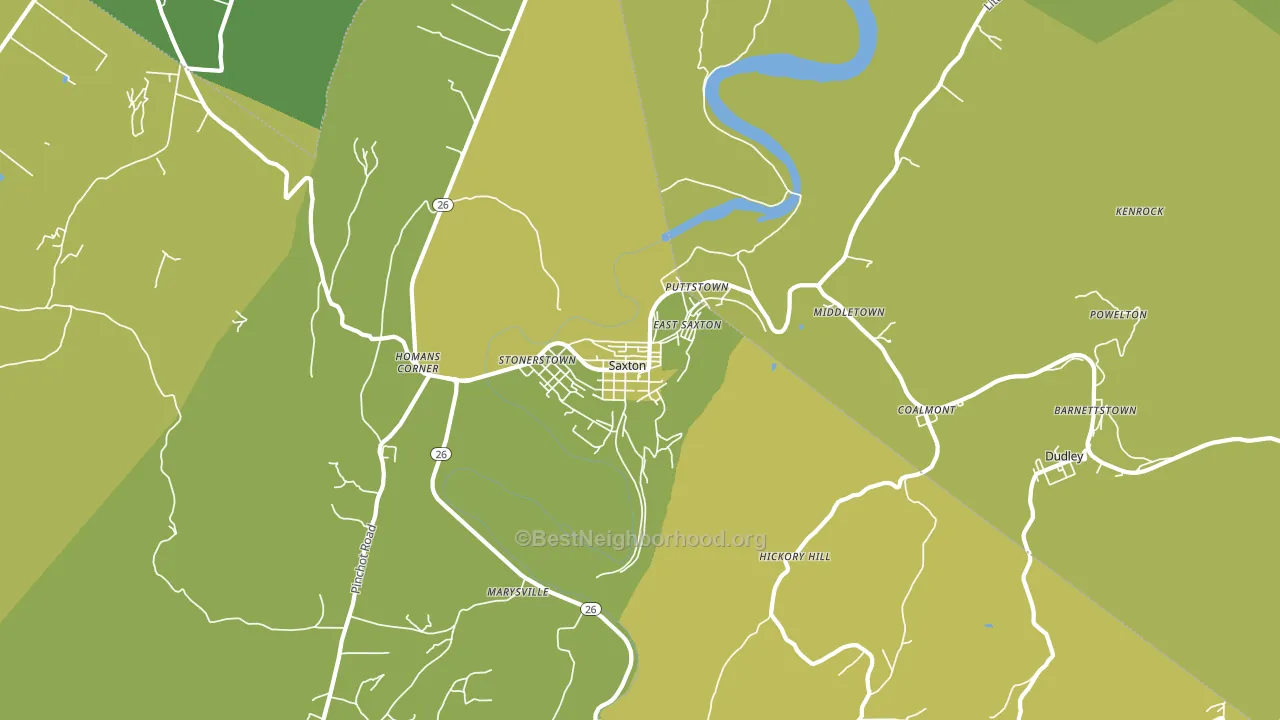Saxton, PA block-group voter-turnout map